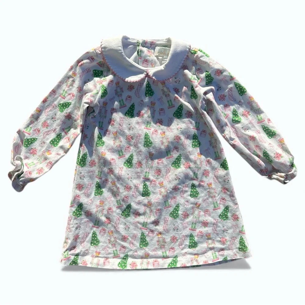 Oaks Apparel Presley Kait Christmas Long Sleeve Dress 2Y Toddler Holiday